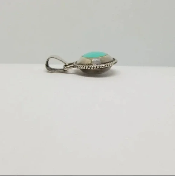 925 Silver Dual Sided MOP and Turquoise Pendant Vintage